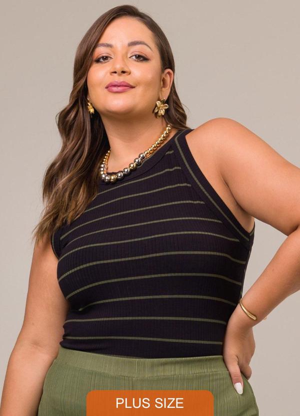 Cess - Blusa Regata Canelada Diana Listrada Verde