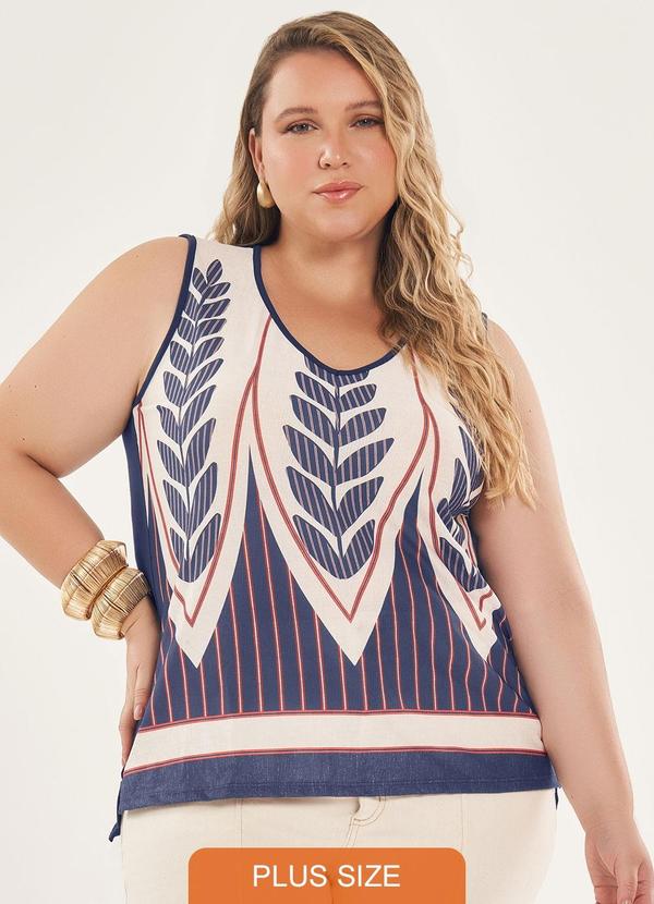 Lisamour - Blusa Regata Estampada Azul 2