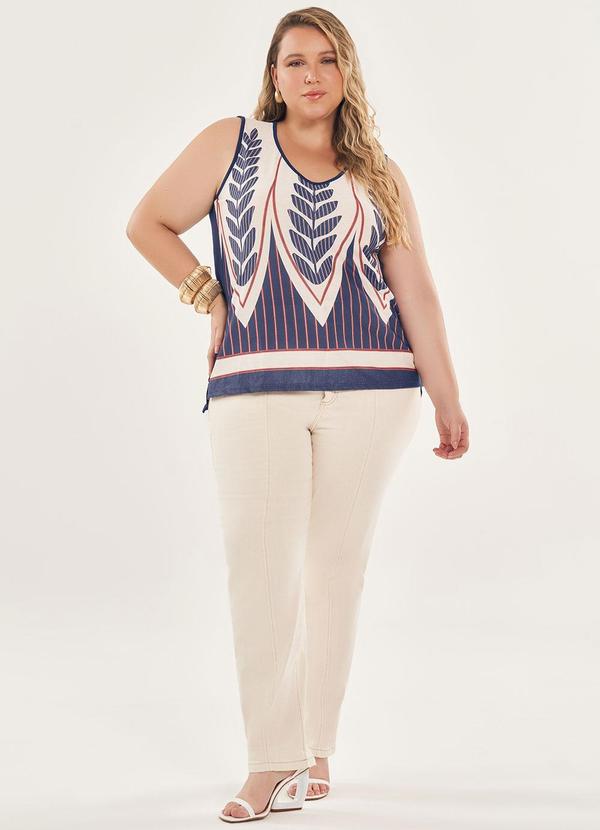 Lisamour - Blusa Regata Estampada Azul 1