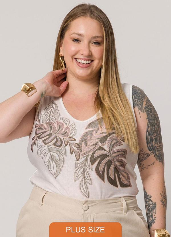 Lisamour - Blusa Regata Estampada Branco 1