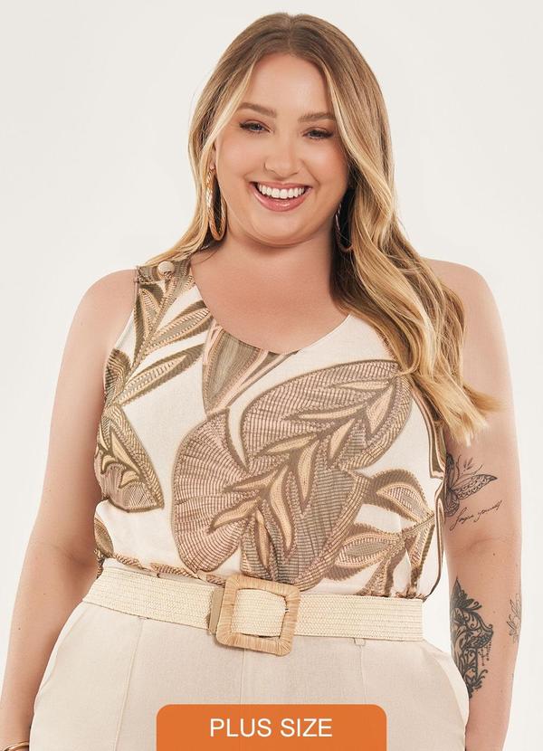 Lisamour - Blusa Regata Estampada com Alças Largas Branca 2