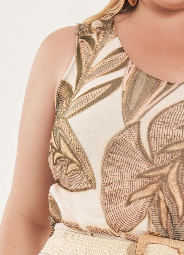 Lisamour - Blusa Regata Estampada com Alças Largas Branca 3