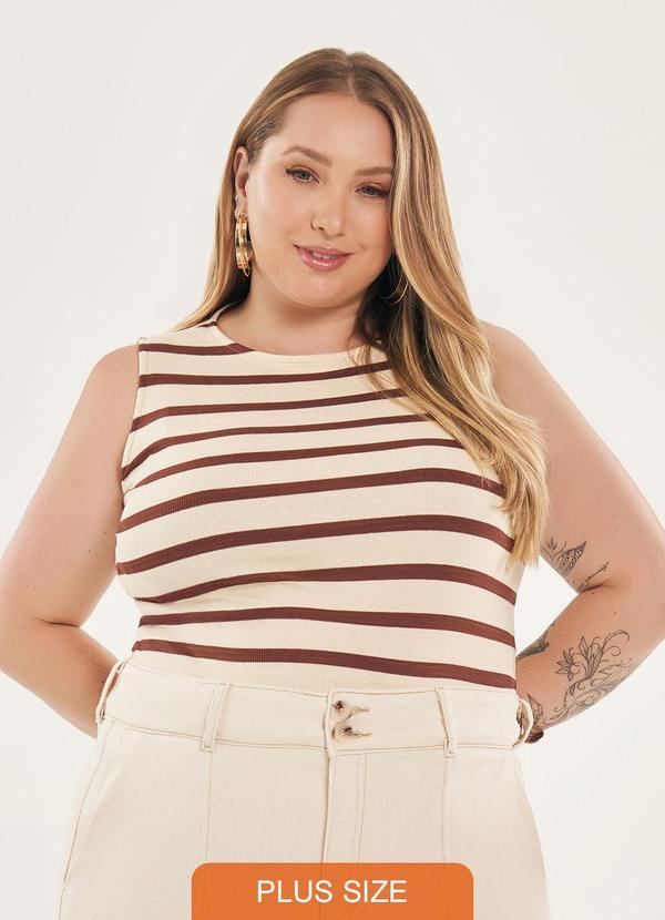 Lisamour - Blusa Regata Listrada Marrom 1
