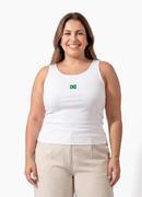Blusa Regata Off White Canelada com Bordado do Brasil