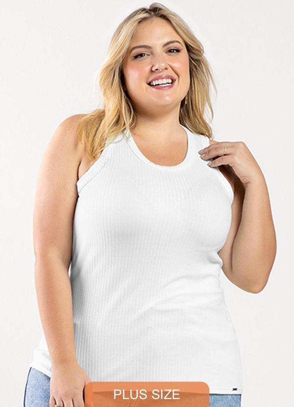 Rezzato - Blusa Regata Ribana Adulto Plus Feminino Branco