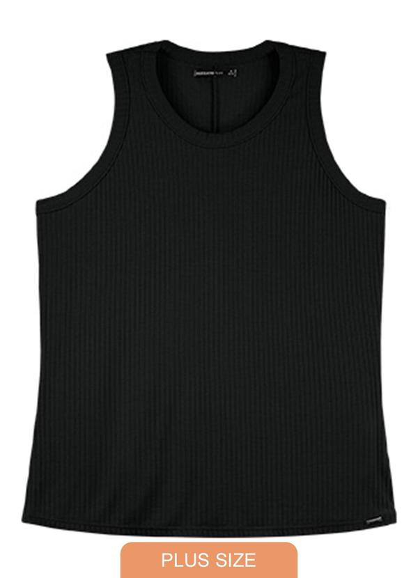 Rezzato - Blusa Regata Ribana Adulto Plus Feminino Preto