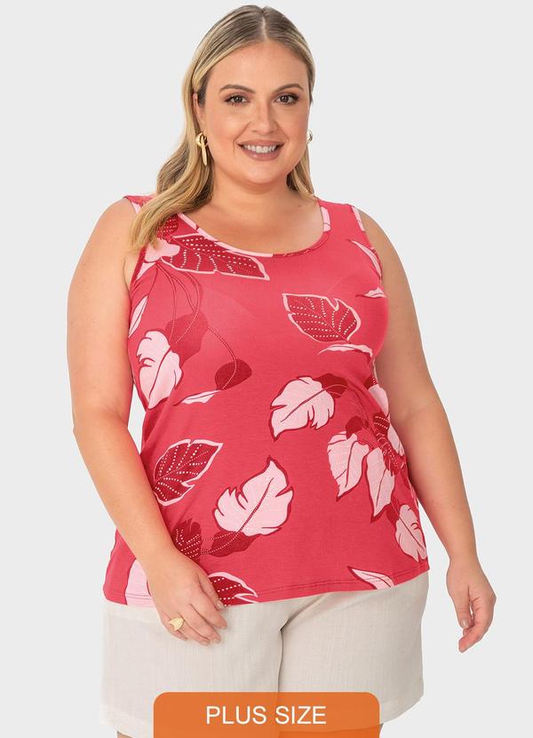 Malwee Plus - Blusa Rosa Escuro Básica Tropical