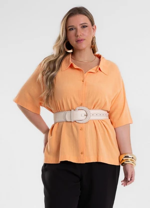 Secret Glam - Camisa Feminina Linho Strong Laranja - SECRET GLAM