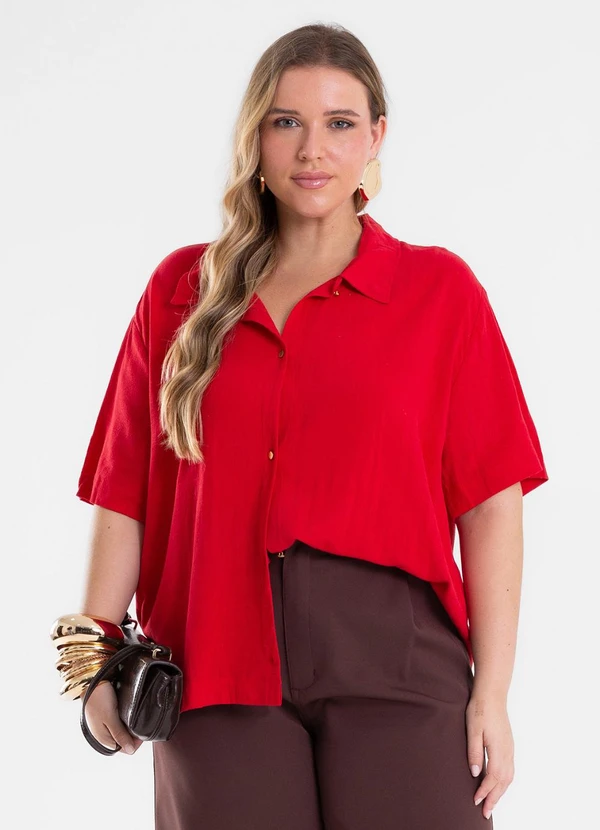 Secret Glam - Camisa Feminina Linho Strong Vermelho