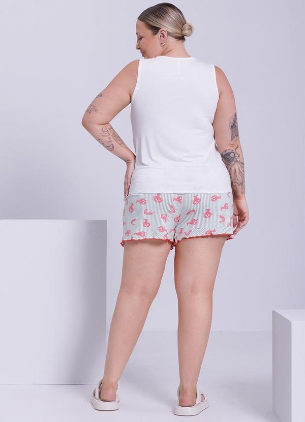 Lunender Mais Mulher - Pijama Plus Size Regata e Shorts Estampado Verde 2