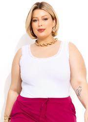 Regata Branca Detalhe Renda Plus Size