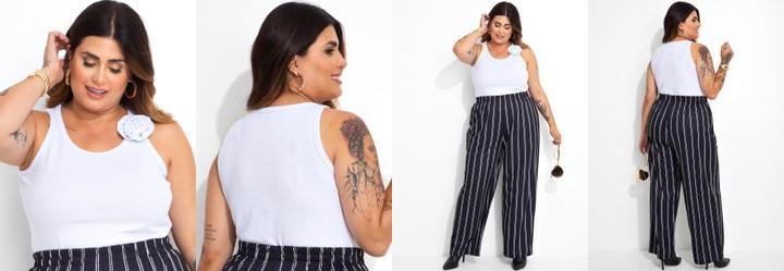 Regata Branca em Canelado com Flor