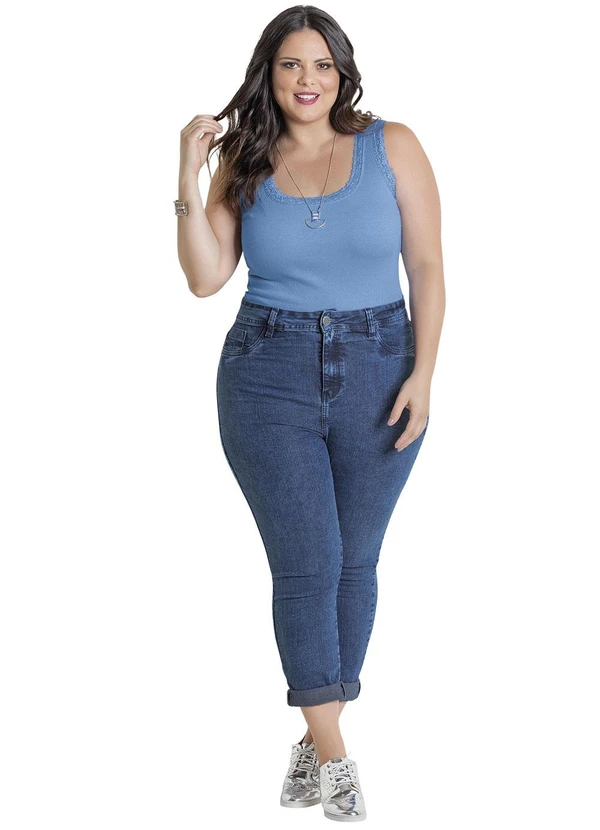 Marguerite - Regata Canelada Azul Plus Size Marguerite 3
