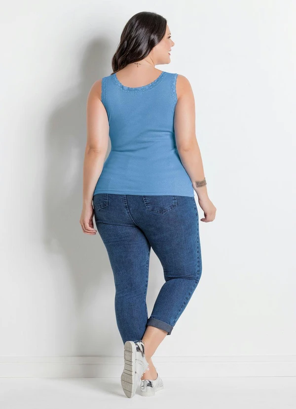 Marguerite - Regata Canelada Azul Plus Size Marguerite 8