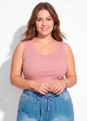 Regata Canelada Ros� Plus Size Marguerite
