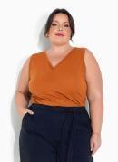 Regata Caramelo com Franzido Plus Size