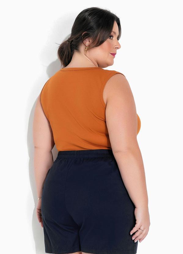 Marguerite - Regata Caramelo com Franzido Plus Size 2