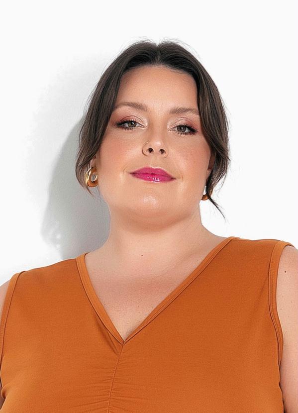 Marguerite - Regata Caramelo com Franzido Plus Size 3