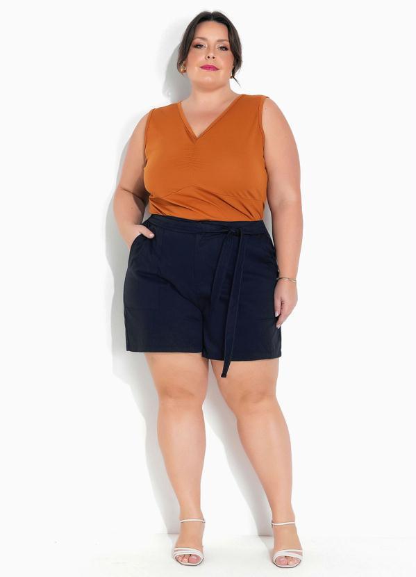 Marguerite - Regata Caramelo com Franzido Plus Size 4