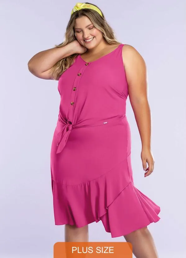 Maelle - Regata com Botões e Amarração Rosa