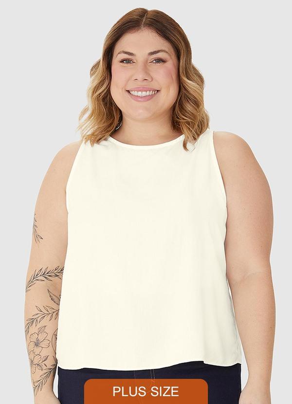 Malwee - Regata Cropped Plus Size em Viscose Off White
