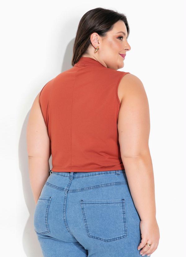 Marguerite - Regata Cropped Terracota com Gola Alta Plus Size 2