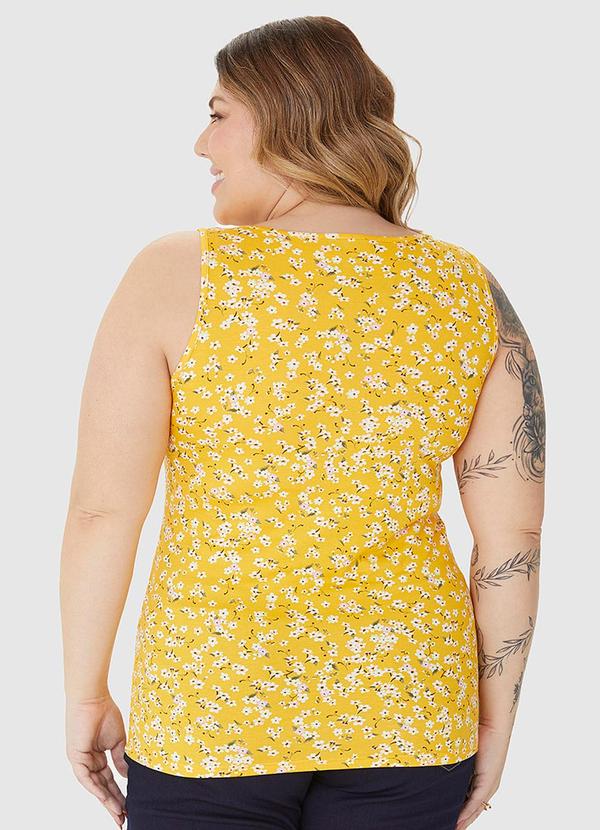 Malwee - Regata Decote V Alça Larga em Viscose Amarelo 3