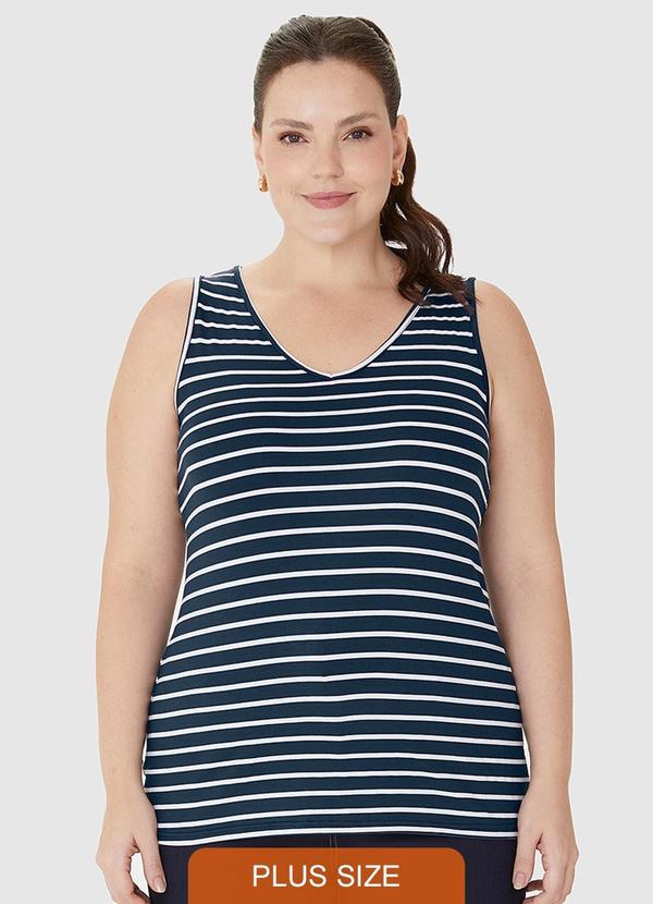 Malwee - Regata Decote V Alça Larga em Viscose Azul