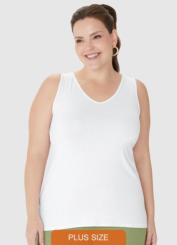 Malwee - Regata Decote V Alça Larga em Viscose Branco