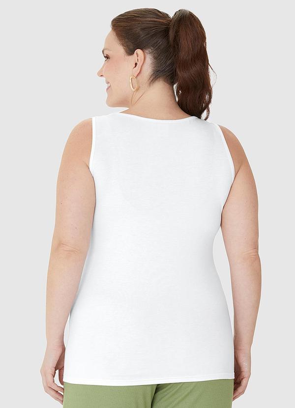 Malwee - Regata Decote V Alça Larga em Viscose Branco 3