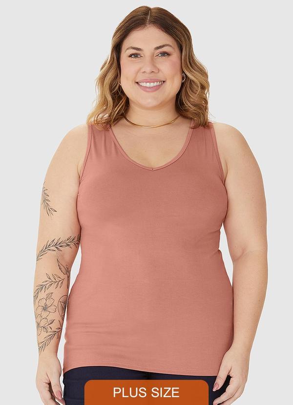 Malwee - Regata Decote V Alça Larga em Viscose Marrom