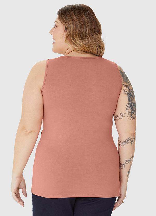 Malwee - Regata Decote V Alça Larga em Viscose Marrom 3