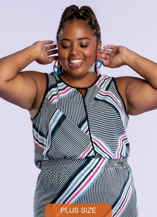 Maelle - Regata Detalhe Decote Vazado Azul 2