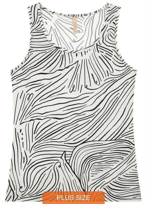 Lunender Mais Mulher - Regata em Malha Viscose Estampada Branco