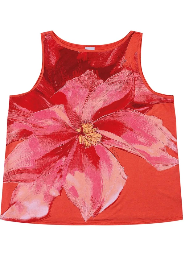 Malwee - Regata Evasê Floral PlusVermelho