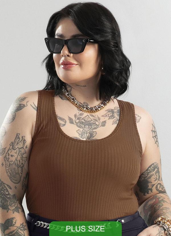 Cativa - Regata Feminina Básica em Canelado Marrom 2