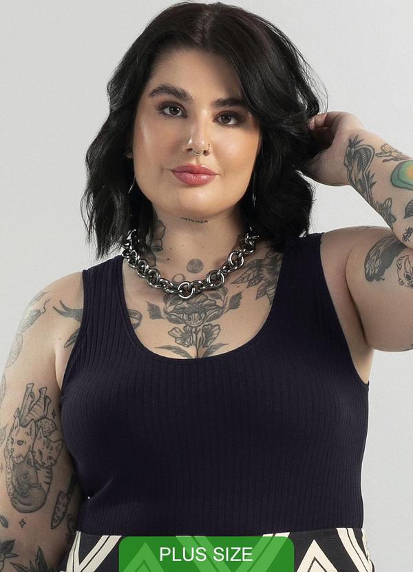 Cativa - Regata Feminina Básica em Canelado Preto