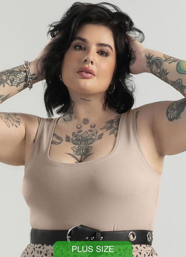 Cativa - Regata Feminina Básica em Cotton Bege