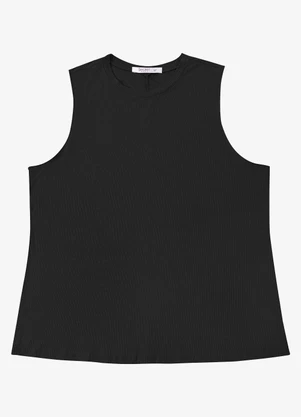 Secret Glam - Regata Feminina Canelada Plus Size Preto - SECRET GLAM