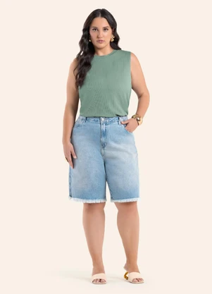 Secret Glam - Regata Feminina Canelada Plus Size Verde - SECRET GLAM