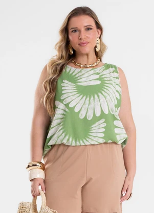Secret Glam - Regata Feminina com Abertura Lateral Verde - SECRET GLAM