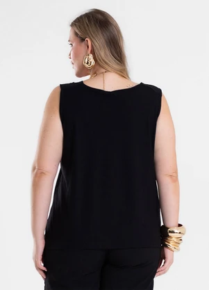 Secret Glam - Regata Feminina com Detalhe na Alça Preto - SECRET GLAM