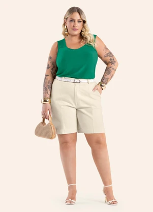 Secret Glam - Regata Feminina com Detalhe na Alça Verde - SECRET GLAM