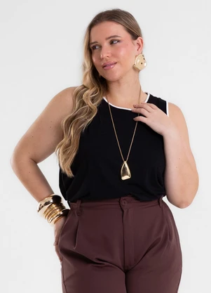 Secret Glam - Regata Feminina com Retilinea Preto - SECRET GLAM