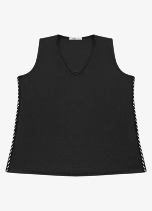 Secret Glam - Regata Feminina com Retilinea Preto - SECRET GLAM