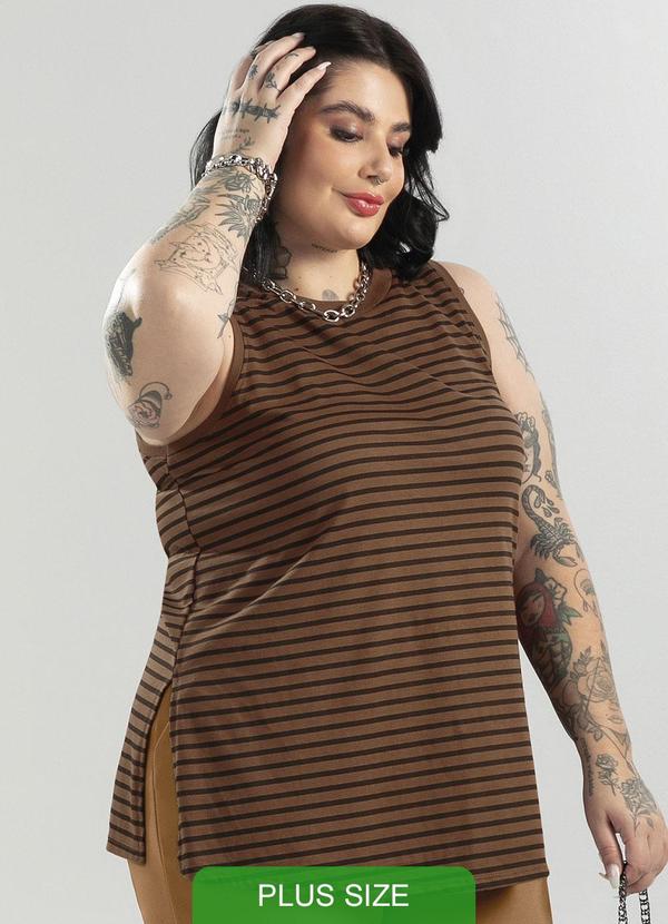 Cativa - Regata Feminina Comfort Estampada Marrom