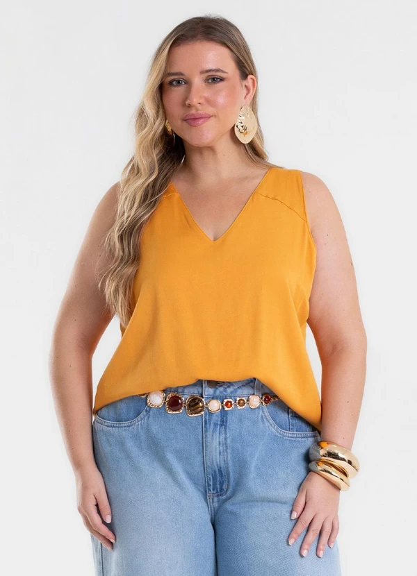 Secret Glam - Regata Feminina Decote V Marrom