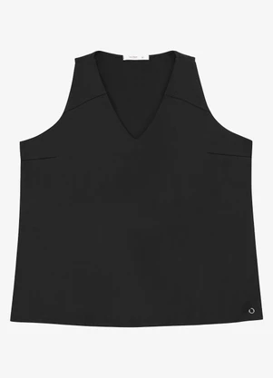 Secret Glam - Regata Feminina Decote V Preto - SECRET GLAM
