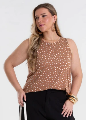 Secret Glam - Regata Feminina Estampada Viscose Marrom - SECRET GLAM