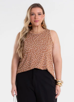 Secret Glam - Regata Feminina Estampada Viscose Marrom - SECRET GLAM